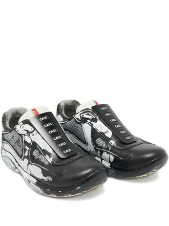 Prada leather mesh sneakers - Black