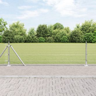 Berkfield Home Fence Post Set Set of 2 Galvanised steel 25 x 0.5 m Durable in Silver