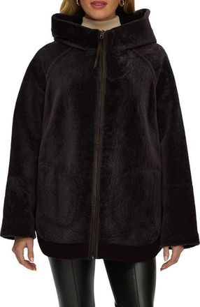 Gorski Reversible Textured Genuine Shearling Lamb Zip Parka with Ribbed Hem in Brown/brown at Nordstrom, Size X-Small