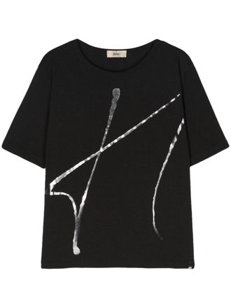 Herno logo-plaque T-shirt - women - Cotton/Elastane - 40 - Black