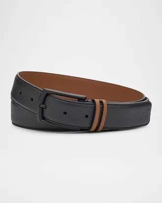 Ermenegildo Zegna Men & apos;s Grained Calfskin Belt