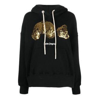 Palm Angels (WMNS) Palm Angels Gold Sequins Bear Hoodie Black Gold PWBB023F22FLE0041076