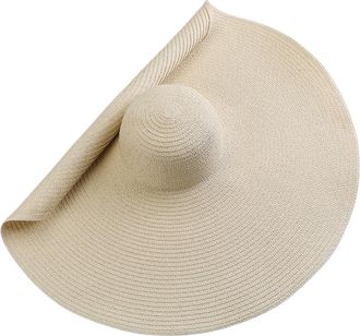 Generic Foldable Women Oversized Floppy Straw Hat 70cm Diameter Large Brim Summer Sun Hats Beach Hat (Color : Beige)
