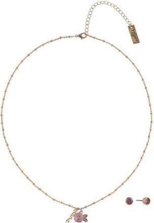 Hallmark Gold Tone Nana Rose Pendant Necklace and Earring Set in Pink-Gold at Nordstrom