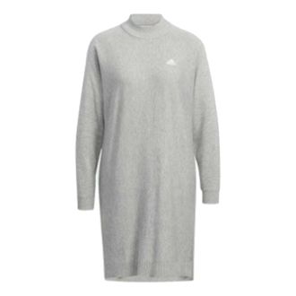 adidas (WMNS) adidas 3-Stripes Long Sleeve Sweater Dress Asia Sizing Grey HG8277