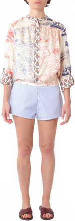 LA PRESTIC OUISTON Boop Pinstriped Cotton Shorts In Mix Raye Hom