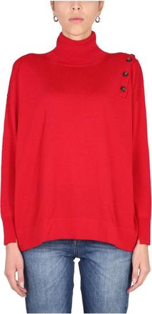 Stefano Mortari Button Turtleneck Sweater - Dames - Coltruien - Rood - S - Truien & Vesten
