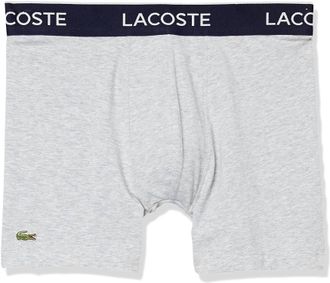 Lacoste Mens Classic Cotton Stretch Boxer Briefs - 3-Pack In Grey