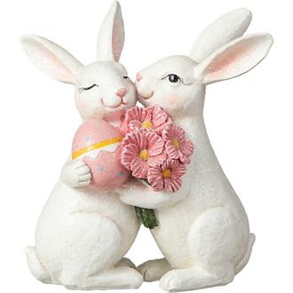 Glitzhome 7H Easter Loving Bunny Resin Table Decor in White at Nordstrom, Size Medium
