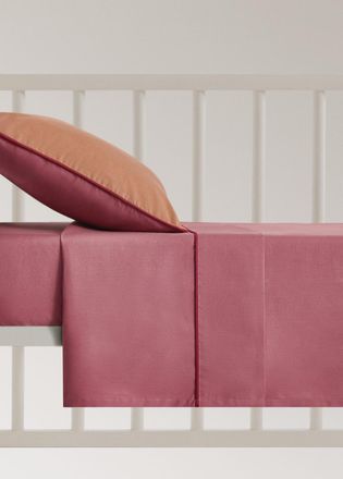 Mango Lenzuolo superiore culla percalle di cotone double face bordo contrasto rosa - Home - 100x150cm - MANGO HOME