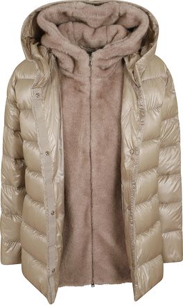 Herno Ultralight Padded Down Jacket With Faux Fur Hood