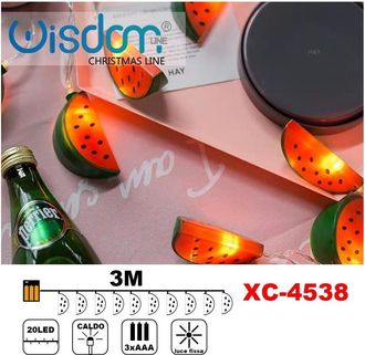 Trade Shop Trade Shop - Catena Luminosa Fette Anguria 20led Batteria Luce Calda Fissa Decorazioni Xc-4538