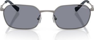 A|X Armani Exchange 54mm Irregular Sunglasses in Matte Gunmetal /Grey at Nordstrom