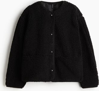 H&M Jacke aus Teddyfleece - Schwarz