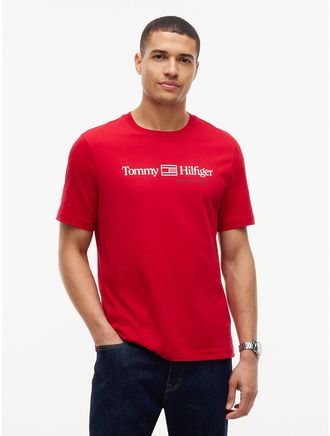 Tommy Hilfiger Mens Hilfiger Flag Logo T-Shirt - Medium Red - XXL