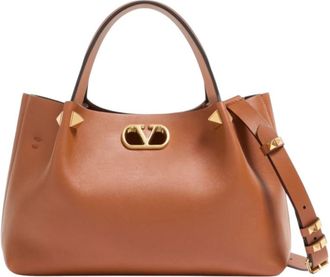 Valentino Garavani Brown VLogo Signature Small Tote