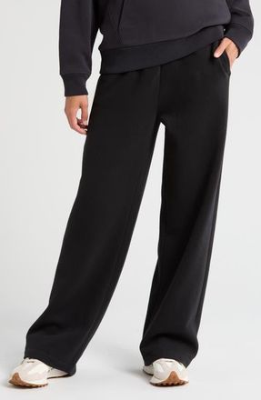 Zella Cloud Fleece Straight Leg Sweatpants in Black at Nordstrom, Size Xx-Large