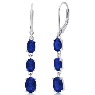 MAX + STONE Gemstone Oval Shape Dangle Earrings in 925 Sterling Silver (1.5)