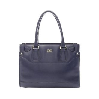 Ferragamo Pre-owned Handbags, female, Blue, Size: ONE SIZE Pre-owned Gancini Leather Handbag