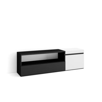 Skraut Home Skraut Home - Mueble Tv, Televisi&oacute;n, Muebles De Sal&oacute;n, Almacenaje, 150x45x35cm, Para Tv Hasta 65, Con Almacenamiento, Estilo Moderno, Blanco Y Negro