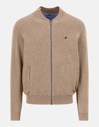 Fynch-Hatton Mens Fine Knit Zipped Cardigan Taupe - Size: 38
