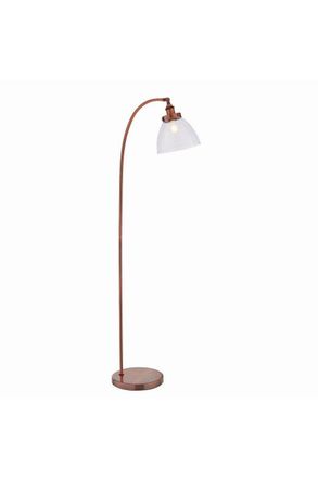 Netlighting Hansen 1 Light Floor Lamp Aged Copper Glass E27 in Brown