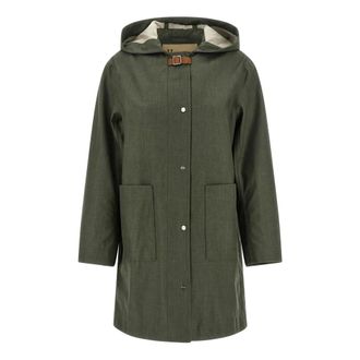 Herno Parkas, female, Green, Size: S Hooded Buckle Strap Raincoat