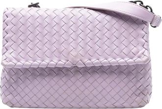 Bottega Veneta Pre-owned Shoulder Bags, female, Purple, Size: ONE SIZE Pre-owned Woven Leather Chain Bag