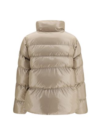 Pinko Womens Glossy Quilted Puffer Jacket Beige-Cinciglia Down Coat