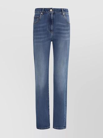 Brunello Cucinelli embellished skinny cotton jeans with contrast stitching