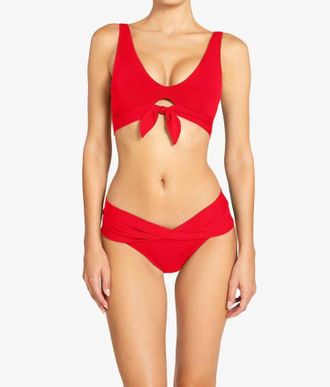 Robin Piccone Ava Knot Bikini Top & Ava Twist Bikini Bottom Set In Red