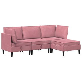 vidaXL Juego De Muebles De Sal&oacute;n Con Coj&iacute;n 4 Pcs Rosa Terciopelo Vidaxl