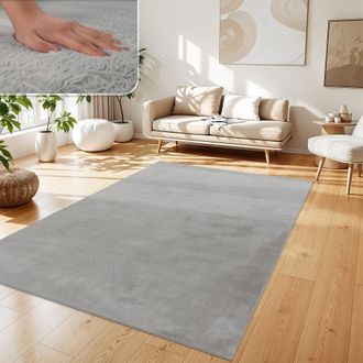 Paco Home Paco Home - Alfombra Para Sal&oacute;n En Falsa Piel Peluche Pelo Largo Suave Disponible En Varios Colores 140x200 Cm, Gris