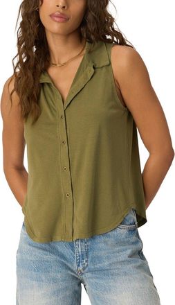 Project Social T No Games Collared Button Front Tank