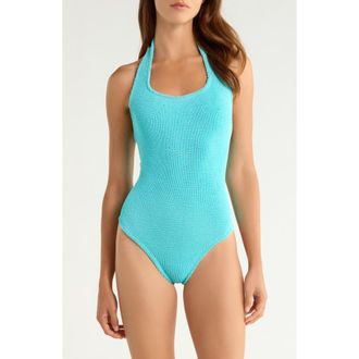 Hunza G Sandy Halter One-Piece Swimsuit in Aqua at Nordstrom