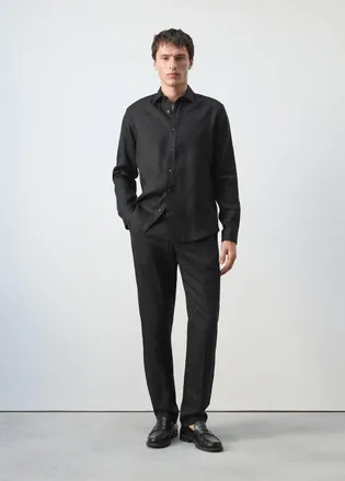 Mango Camicia regular fit 100% lino nero - Uomo - XXL - MANGO MAN