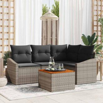 vidaXL Conjunto De Sof&aacute; De Jard&iacute;n 5 Pcs Gris Vidaxl