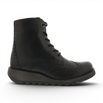 FLY London dames zwarte leren veterschoenen enkellaarzen - SARL069