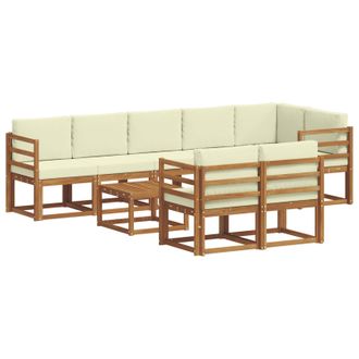 vidaXL Conjunto De Sof&aacute;s De Exterior Con Coj&iacute;n 9 Pcs Natural Y Crema Vidaxl