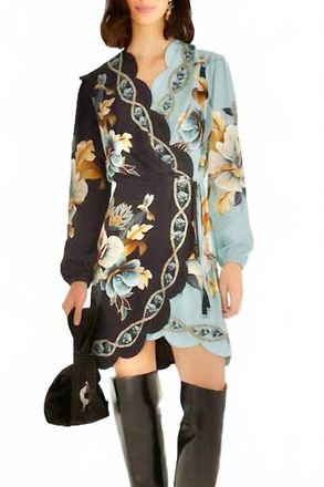 Farm Rio Snake Garden Mix Wrap Wavy Mini Dress In Multi
