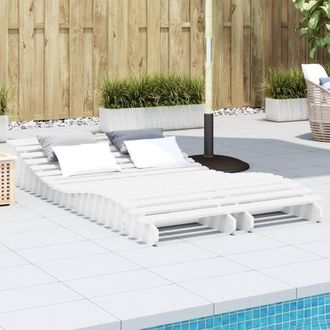 vidaXL Vidaxl - Tumbonas Madera Maciza De Pino Blanco 2 Unidades 205x60x31,5 Cm