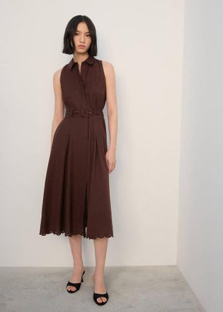 Mango Abito stile camicia ricamato marrone - Donna - XS - MANGO