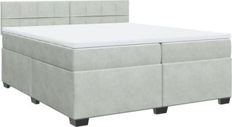 vidaXL Vidaxl - Cama Box Spring Con Colch&oacute;n Terciopelo Gris Claro 200x200 Cm