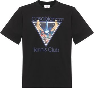 Casablanca Black Graphic Printed Cotton T-Shirt