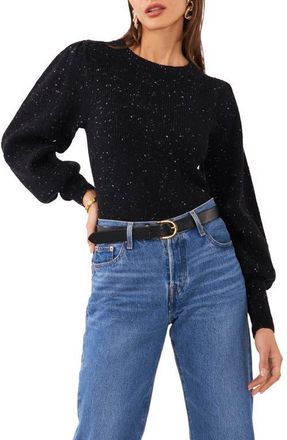 1.State Balloon Sleeve Rib Sweater in Rich Black at Nordstrom, Size X-Large