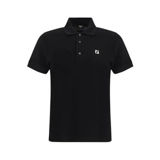 Fendi Polo Shirts, male, Black, Size: S Classic Fit Cotton Polo Shirt