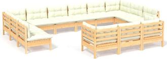 vidaXL Muebles De Jard&iacute;n 13 Piezas Cojines Madera De Pino Color Crema Vidaxl