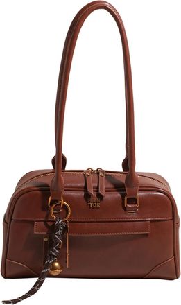 Generic Women PU Top Handle Bag Multi Pocket Shoulder Bag for Daily School Travel(Brown) (Brown)