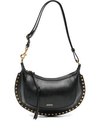 Isabel Marant Oskan lizard-effect studded shoulder bag - Nero