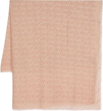 Saint Laurent logo-jacquard scarf - unisex - Modal/Cashmere - OS - Brown